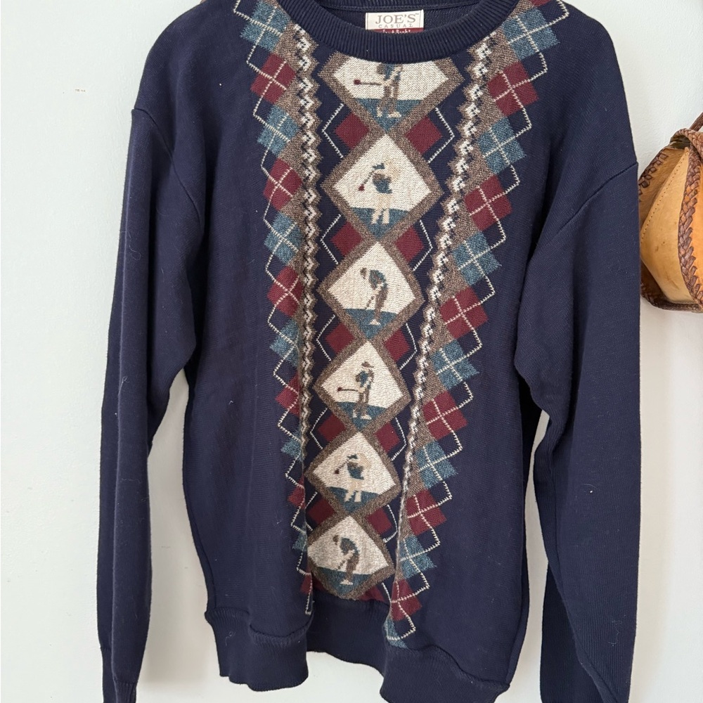 Jos. A. Bank Navy Golf Argyle Men's Sweater